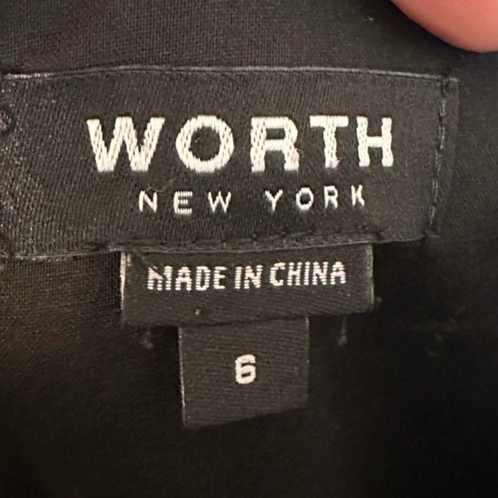 WORTH Embroidered 100% Linen Tan & Black Dress - Picture 6 of 8